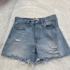 Madewell Relaxed Mid Length Denim Shorts Distressed